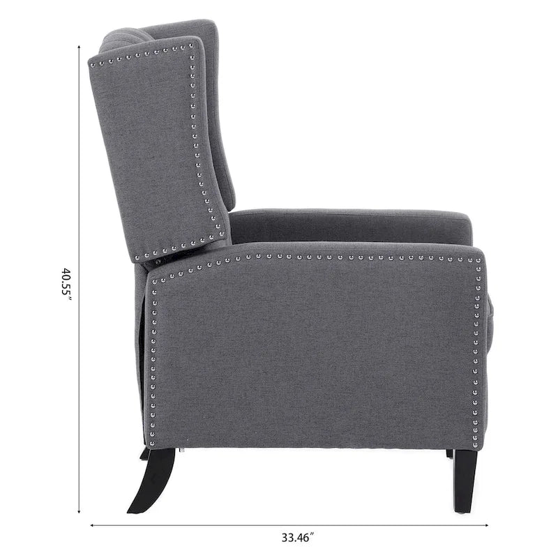 27 Wide Upholstered Manual Recliner, Wing Sofa Chair with Wood Legs