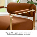 Fauteuil d'appoint en velours de 79 cm de large avec dossier cylindrique et cadre en métal doré