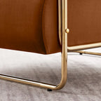 Fauteuil d'appoint en velours de 79 cm de large avec dossier cylindrique et cadre en métal doré