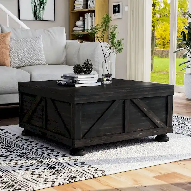 36-inch Acacia and Pine Storage Coffee Table by