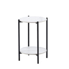 2-layer Round End Table/Coffee Table with Marble Tabletop