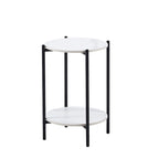 2-layer Round End Table/Coffee Table with Marble Tabletop