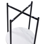 2-layer Round End Table/Coffee Table with Marble Tabletop