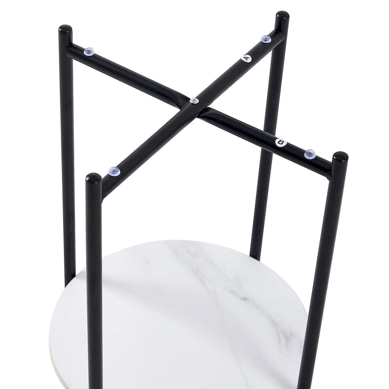 2-layer Round End Table/Coffee Table with Marble Tabletop