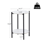 2-layer Round End Table/Coffee Table with Marble Tabletop