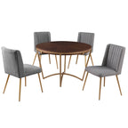 Ensemble de salle à manger moderne Morden Fort 5 pièces avec table à manger ronde classique et chaises de salle à manger en velours