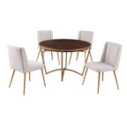 Ensemble de salle à manger moderne Morden Fort 5 pièces avec table à manger ronde classique et chaises de salle à manger en velours