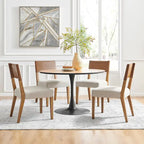 Faux Leather/ Linen Dining Side Chair, (Set of 2)