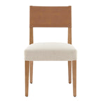 Faux Leather/ Linen Dining Side Chair, (Set of 2)