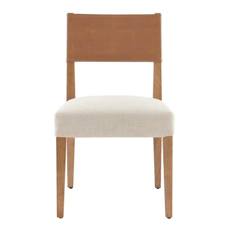 Faux Leather/ Linen Dining Side Chair, (Set of 2)