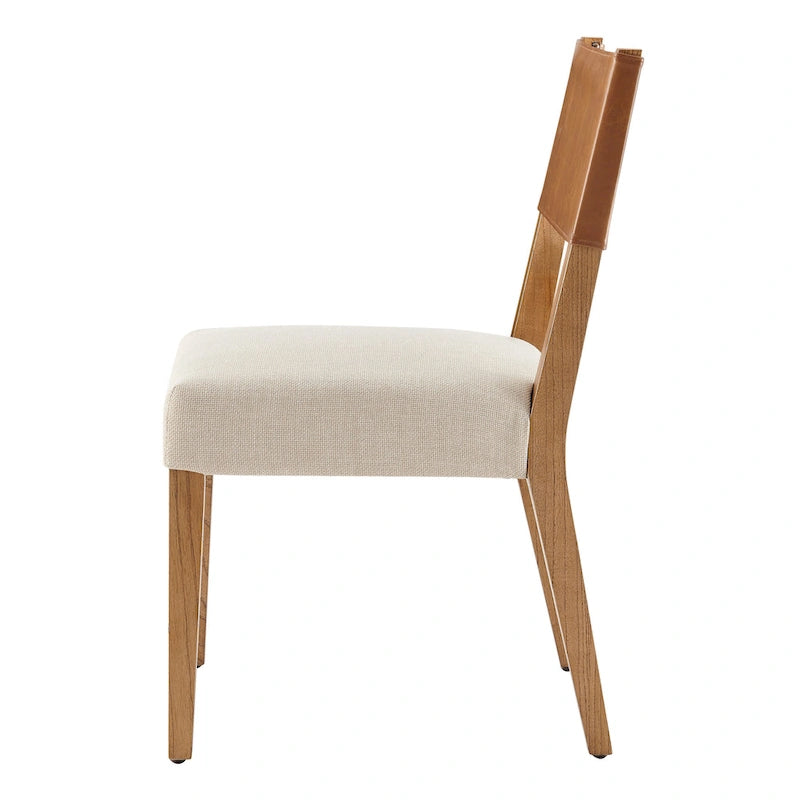 Faux Leather/ Linen Dining Side Chair, (Set of 2)