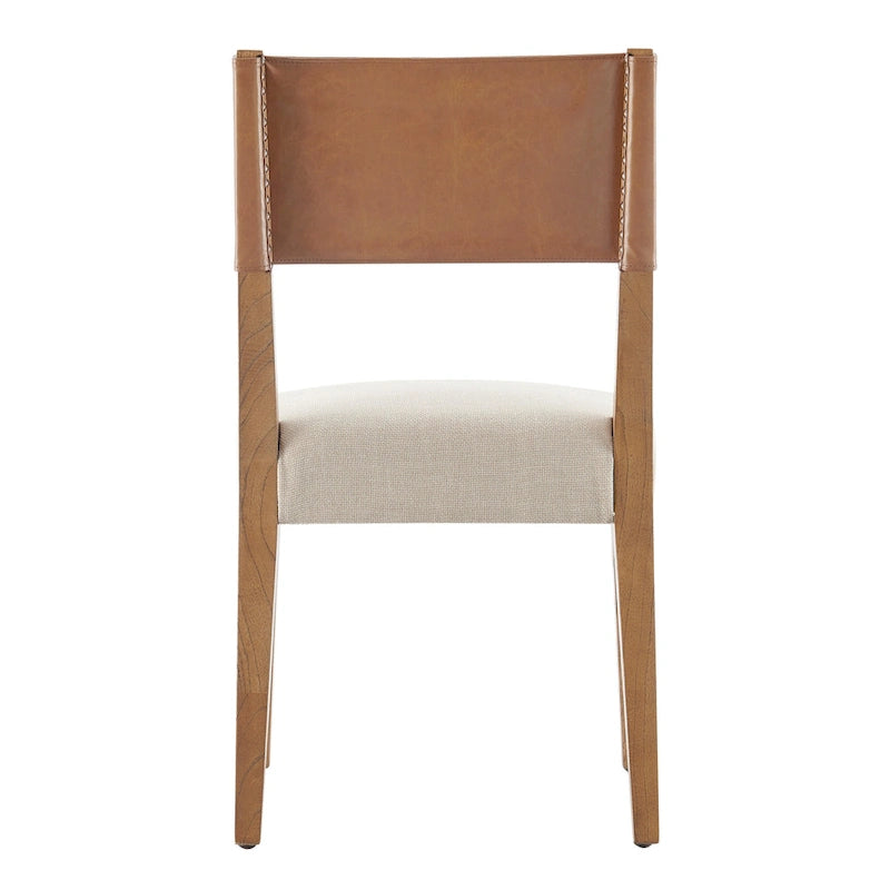 Faux Leather/ Linen Dining Side Chair, (Set of 2)