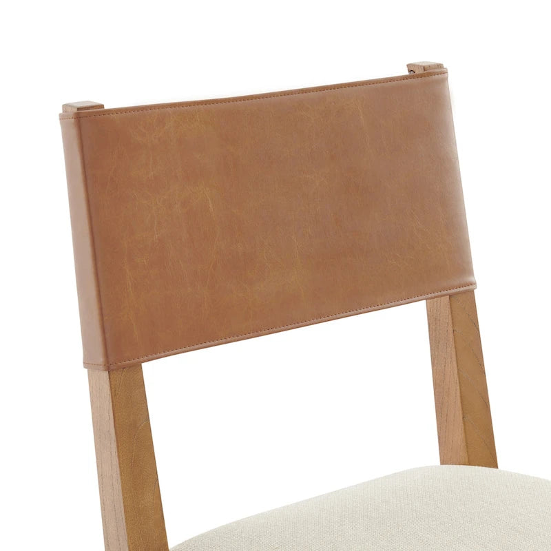 Faux Leather/ Linen Dining Side Chair, (Set of 2)