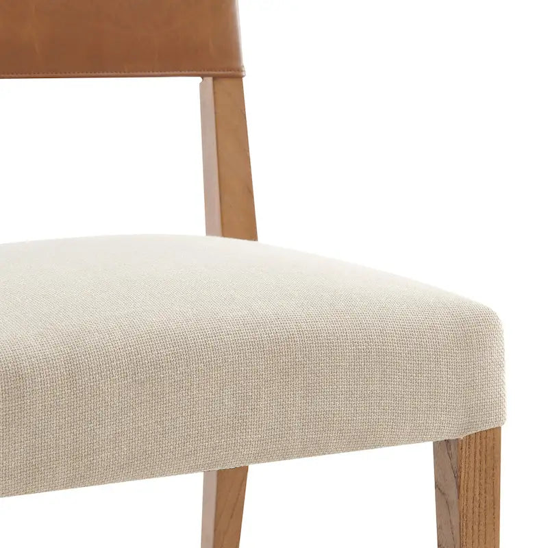 Faux Leather/ Linen Dining Side Chair, (Set of 2)