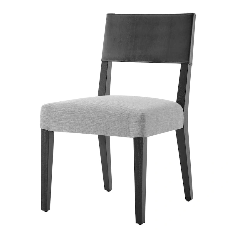 Faux Leather/ Linen Dining Side Chair, (Set of 2)