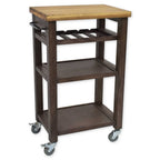 Steve Silver Bautzen Solid Acacia Wood Rolling Utility Cart