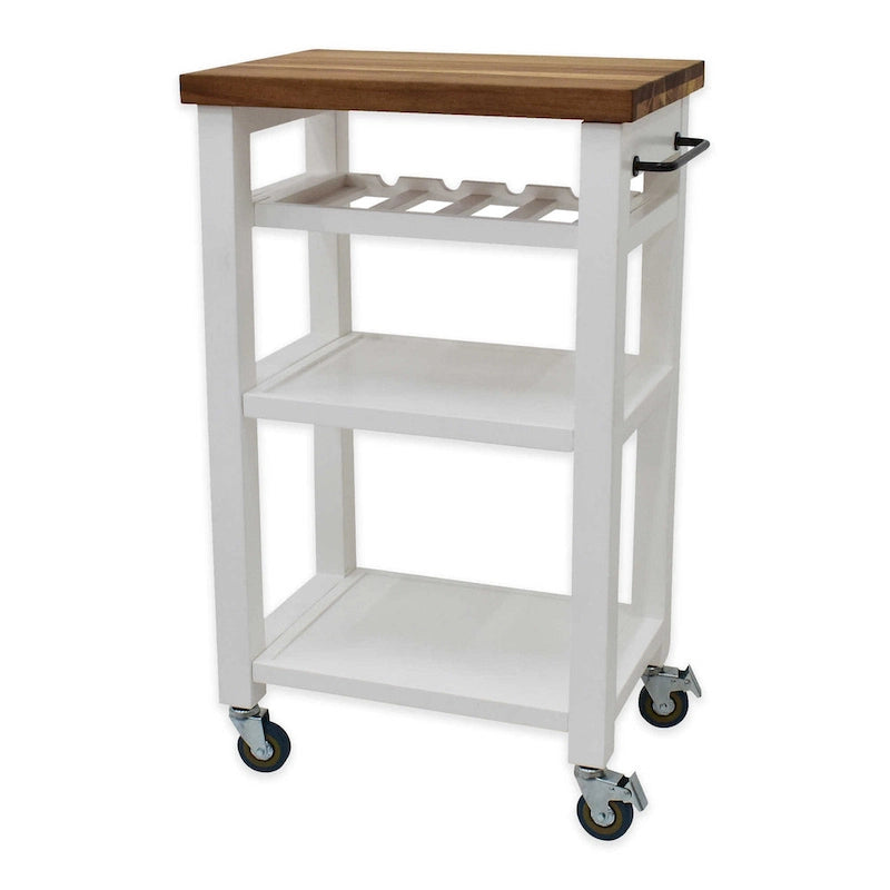 Steve Silver Bautzen Solid Acacia Wood Rolling Utility Cart