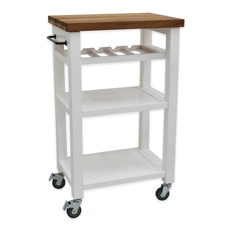 Steve Silver Bautzen Solid Acacia Wood Rolling Utility Cart
