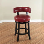 Tabouret de comptoir Mossoro pivotant en bois et similicuir