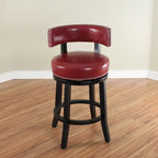 Tabouret de comptoir Mossoro pivotant en bois et similicuir
