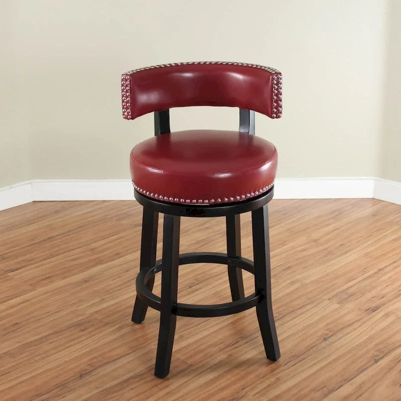 Tabouret de comptoir Mossoro pivotant en bois et similicuir