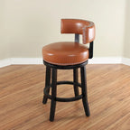 Tabouret de comptoir Mossoro pivotant en bois et similicuir