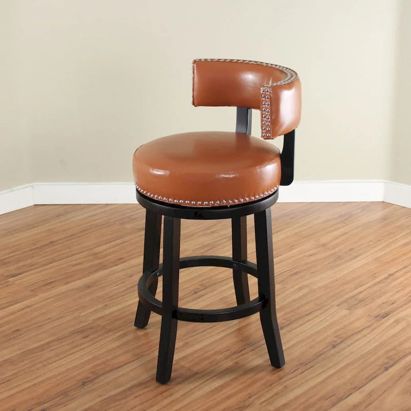 Tabouret de comptoir Mossoro pivotant en bois et similicuir