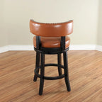 Tabouret de comptoir Mossoro pivotant en bois et similicuir