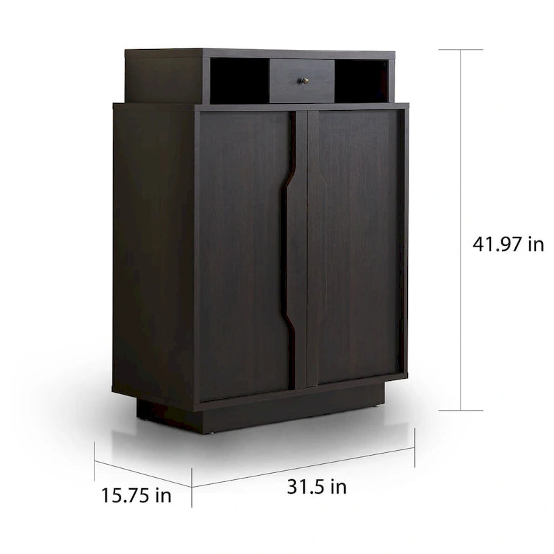 5-Shelf Shoe Cabinet with Drawer, Espresso
