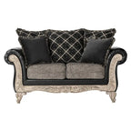 Roundhill Furniture San Marino Two-tone Fabric Wooden Sofa and Loveseat Set