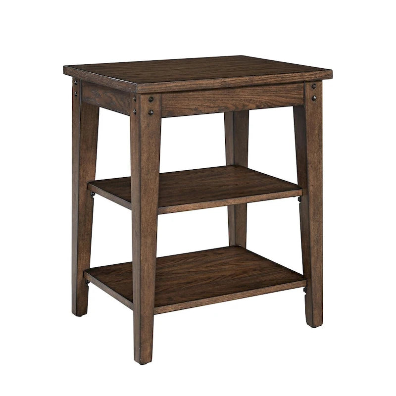 Three-Tier Accent Table, Rustic Brown Oak Finish, 18"W x 22"L x 26"H