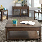 Three-Tier Accent Table, Rustic Brown Oak Finish, 18"W x 22"L x 26"H