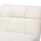 Fauteuil d'appoint Darielle Japandi en tissu bouclé crème et bois d'hévéa finition noyer