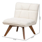 Fauteuil d'appoint Darielle Japandi en tissu bouclé crème et bois d'hévéa finition noyer