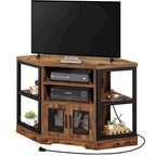 Meuble TV d'angle et console multimédia en bois avec porte en maille Moasis 47 pouces