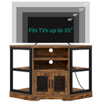 Meuble TV d'angle et console multimédia en bois avec porte en maille Moasis 47 pouces