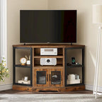 Meuble TV d'angle et console multimédia en bois avec porte en maille Moasis 47 pouces