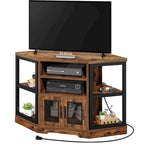 Meuble TV d'angle et console multimédia en bois avec porte en maille Moasis 47 pouces
