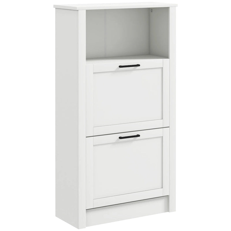 Meuble à chaussures HOMCOM, Meuble de rangement à chaussures autoportant avec 2 tiroirs basculants, étagères réglables