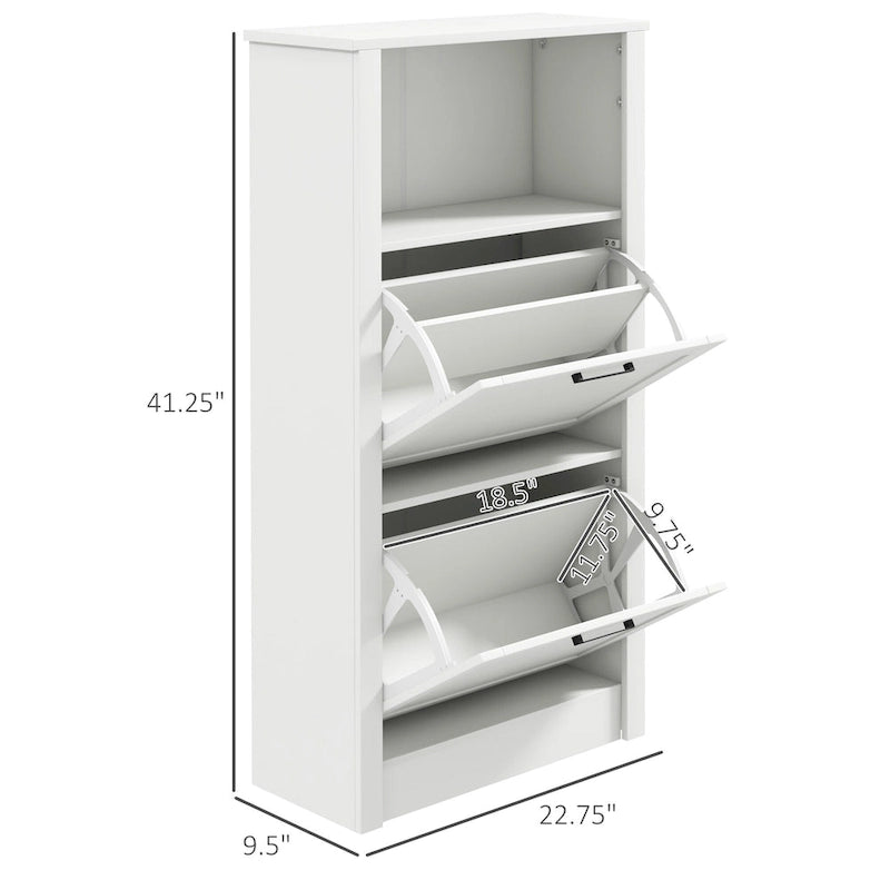 Meuble à chaussures HOMCOM, Meuble de rangement à chaussures autoportant avec 2 tiroirs basculants, étagères réglables