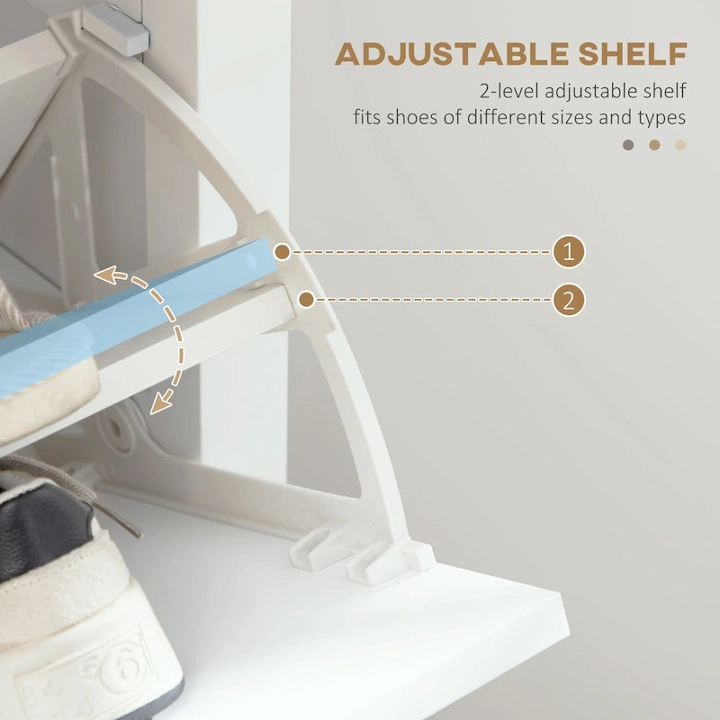 Meuble à chaussures HOMCOM, Meuble de rangement à chaussures autoportant avec 2 tiroirs basculants, étagères réglables