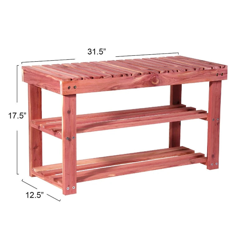 Étagère à chaussures et banc en cèdre 2 niveaux Cedar Fresh de Household Essentials