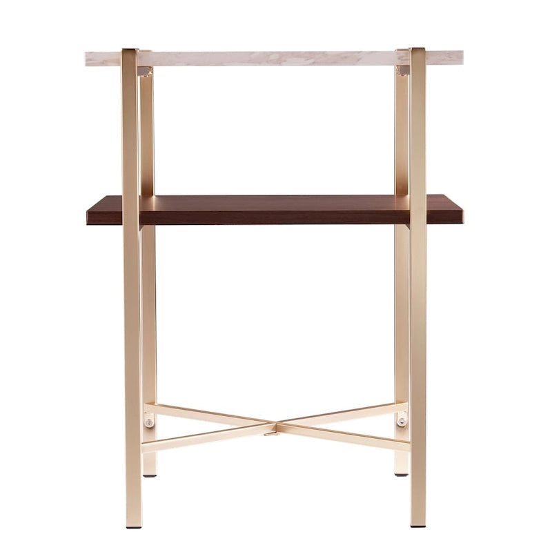 SEI Furniture Aldea Square Faux Marble Side Table w/ Storage