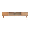 TV Stand With Glass Doors and 3 Drawers