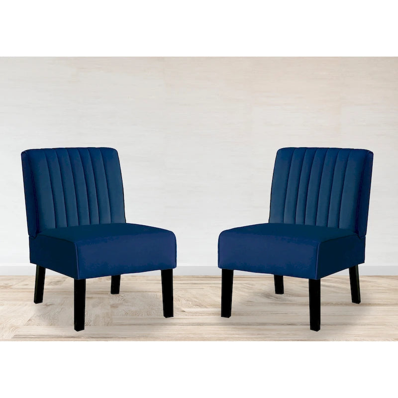 Velvet Channel Tufted Accent Chair, Set of 2