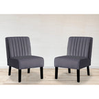 Velvet Channel Tufted Accent Chair, Set of 2
