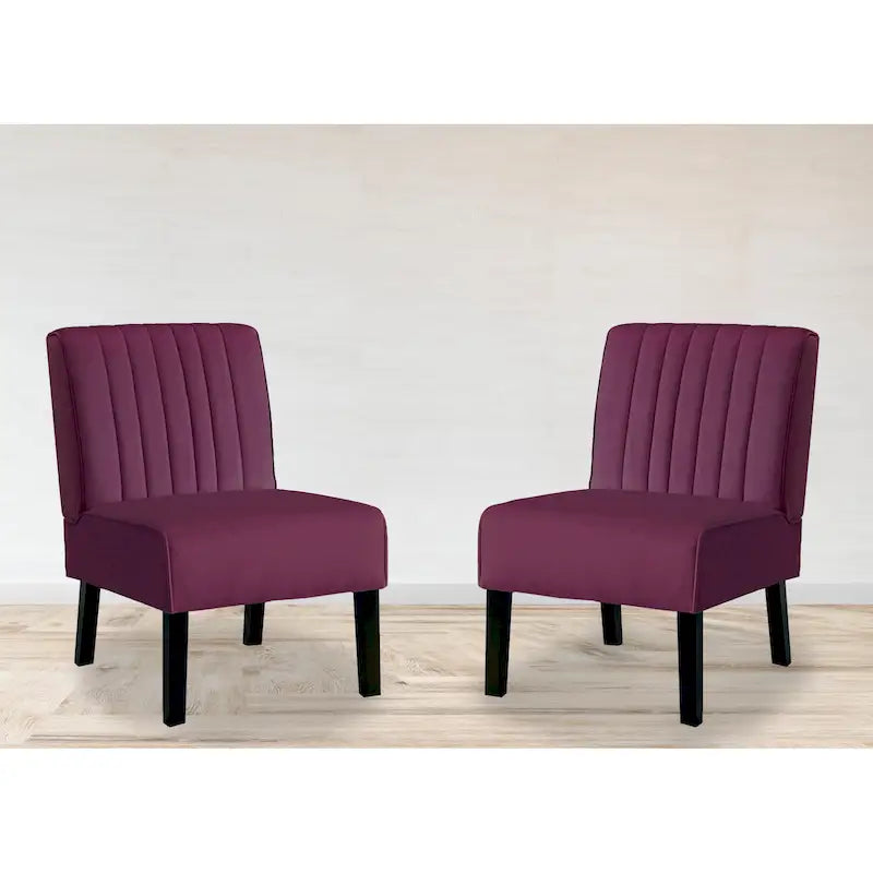 Velvet Channel Tufted Accent Chair, Set of 2