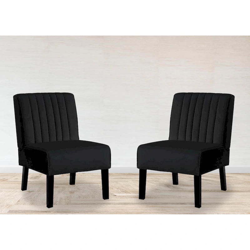 US Pride Nightingale Velvet Stripe Back Accent Chair Set of 2