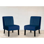 Velvet Channel Tufted Accent Chair, Set of 2