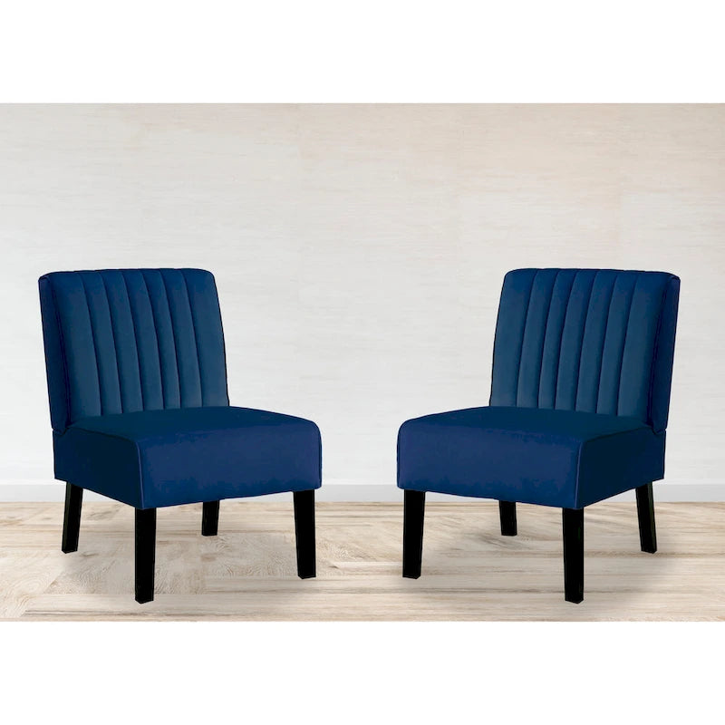 Velvet Channel Tufted Accent Chair, Set of 2